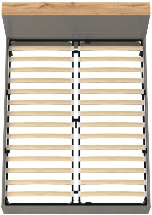 Остин 11.53 Кровать + ортопед, серый графит/дуб крафт золотой