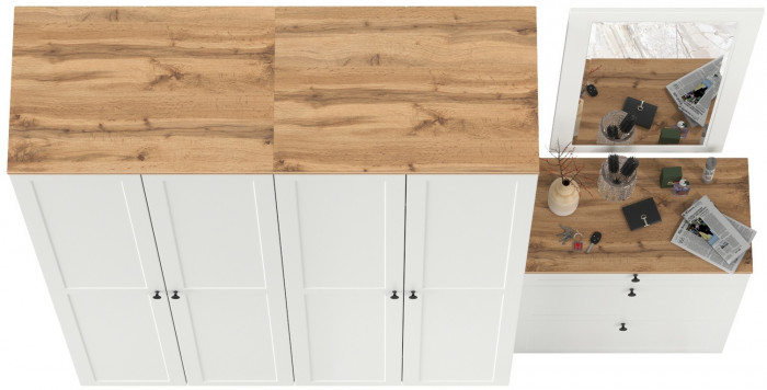 Остин Прихожая 28, белый шагрень/дуб крафт золотой