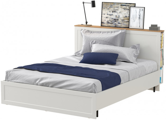 Остин 11.53 Кровать БЕЗ ортопеда, белый шагрень/дуб крафт золотой