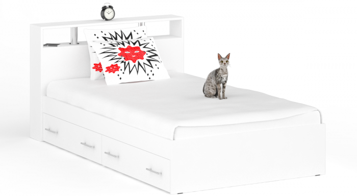 Камелия Кровать с ящиками 1200, белый