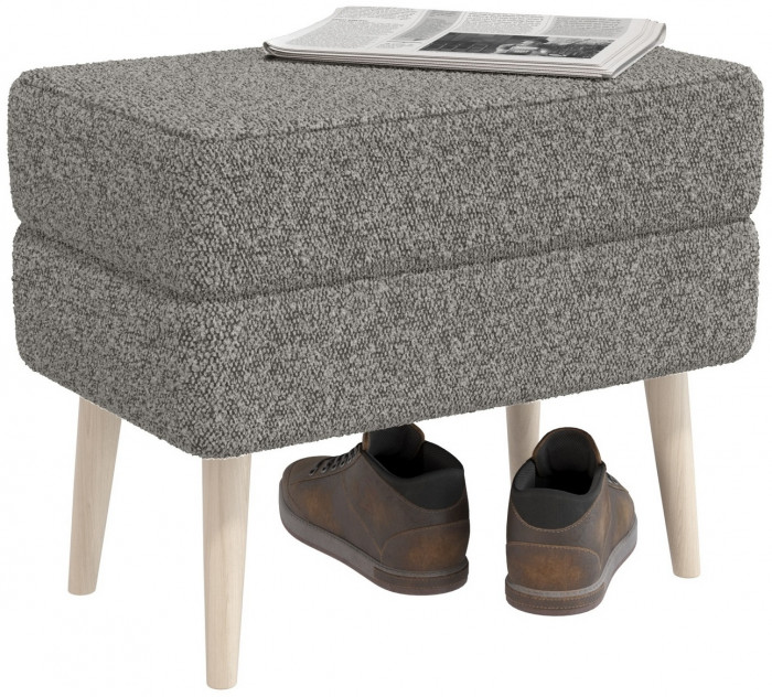 Банкетка 6-5138ТКШтем.серый Тифани, цвет ткань тёмно-серая, ШхГхВ 55х33х46 см.(прямоугольная банкетка на четырёх ножках), цвет ножек: иней