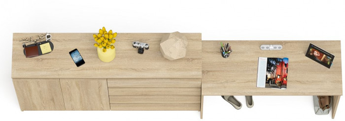Мори письменный стол МСП1200.1 + Комод МК1600.1, дуб сонома