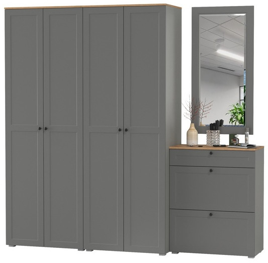 Остин Прихожая 28, серый графит/дуб крафт золотой