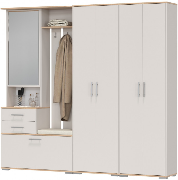 Прихожая Домино 4, дуб крафт золотой/кашемир серый