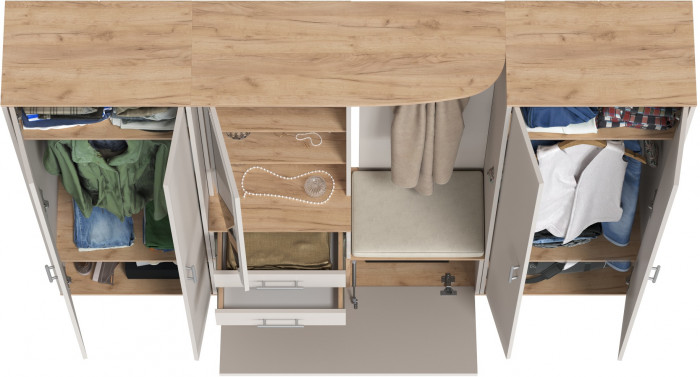 Прихожая Домино 4, дуб крафт золотой/кашемир серый