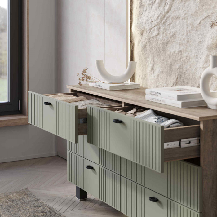 "Олива" КМ-04 комод Дуб каньон/МФ12  эвкалипт софт