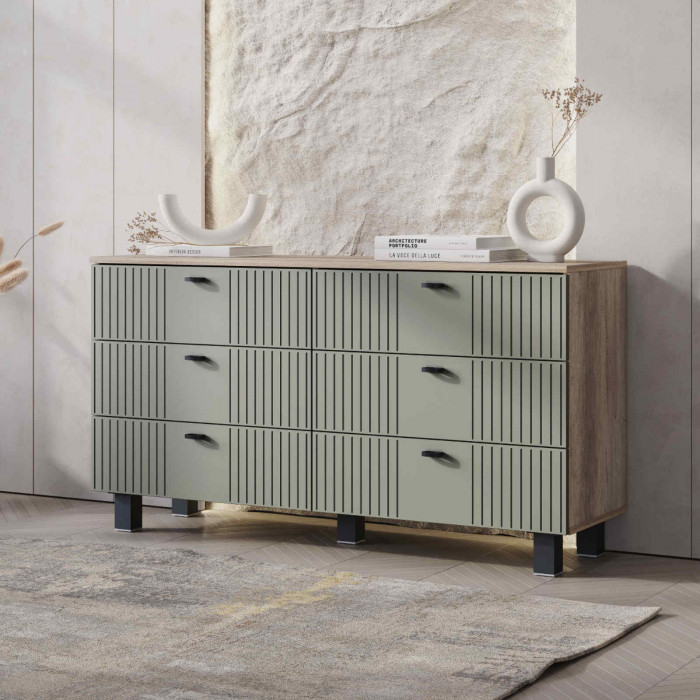 "Олива" КМ-04 комод Дуб каньон/МФ12  эвкалипт софт