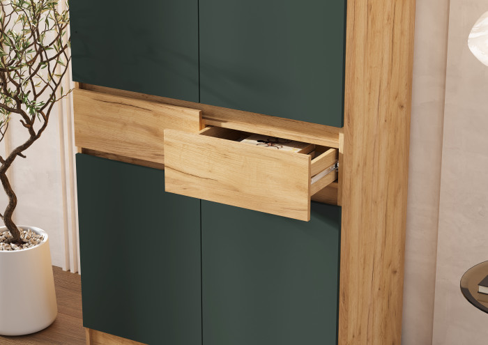 Шкаф 2-х створчатый, Дуб крафт/Изумрудный