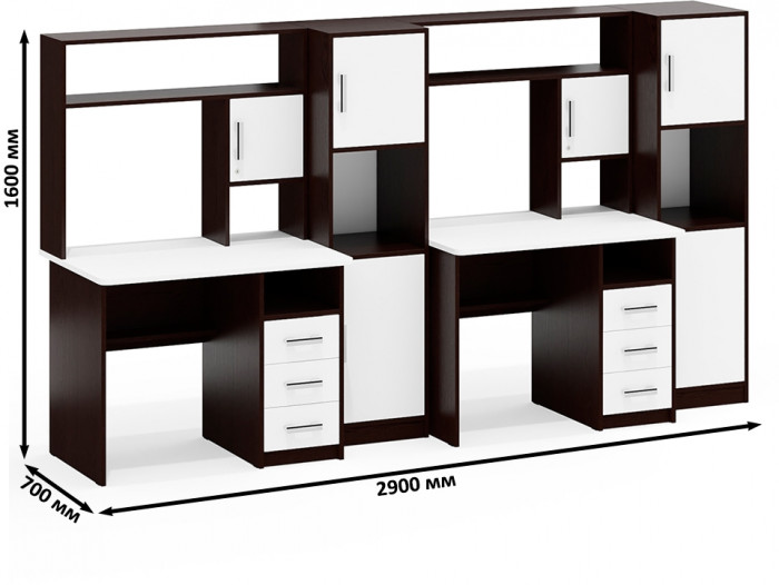 С-МД-СК9 Компоновка № 06, венге/белый шагрень