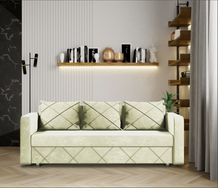 Диван-еврокнижка Стелла, 145х190, велюр бежевый