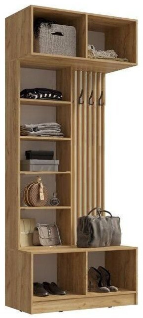 Модульная прихожая Роджина, композиция 2 (Белый глянец, Дуб Крафт Золотой)