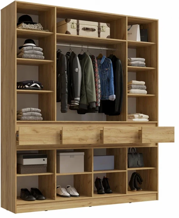 Прихожая Роджинамиф Шкаф 4-х ств (Дуб крафт/Графит)