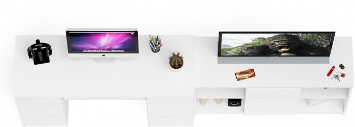 Мори компьютерный стол МС-2 + Тумба МТВ1204.1, белый