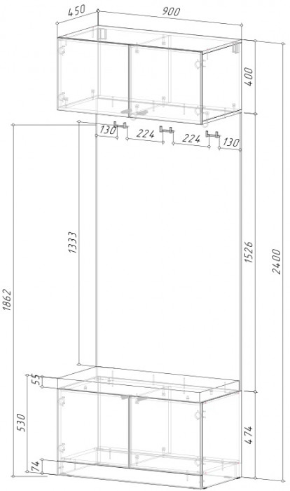 Модульная прихожая Кантри, композиция 1