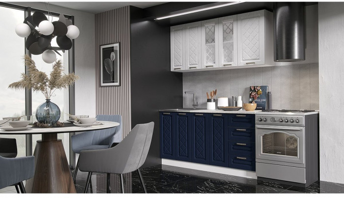 Кухня МДФ Агава 1600, Акация белая/Трюфель