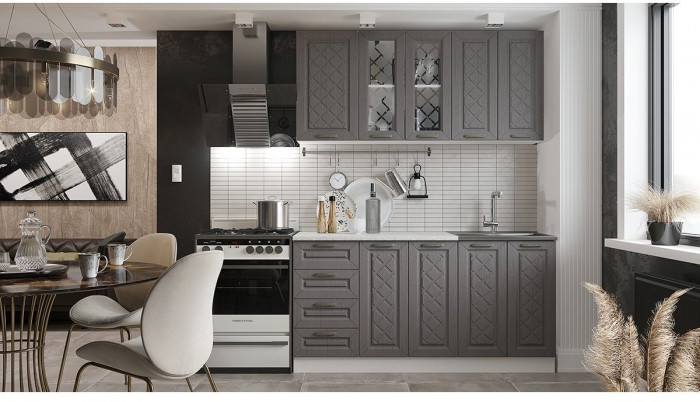 Кухня МДФ Агава 1600, Акация белая/Трюфель