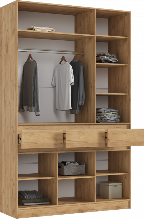 Роджинамиф Шкаф 3-х створчатый, Дуб крафт/Изумрудный