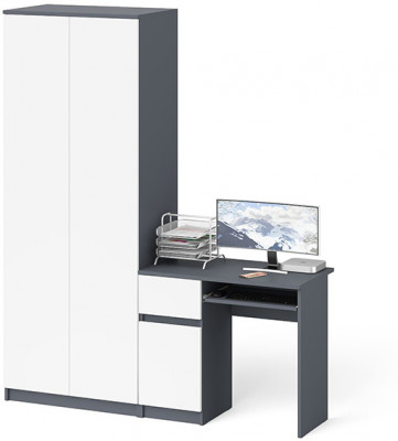 Мори Стол компьютерный МС-1 левый + Шкаф МШ800.1, цвет графит/белый, ШхГхВ 170,4х50,4х209,6 см., выдвижной ящик слева, НЕ универсальная сборка