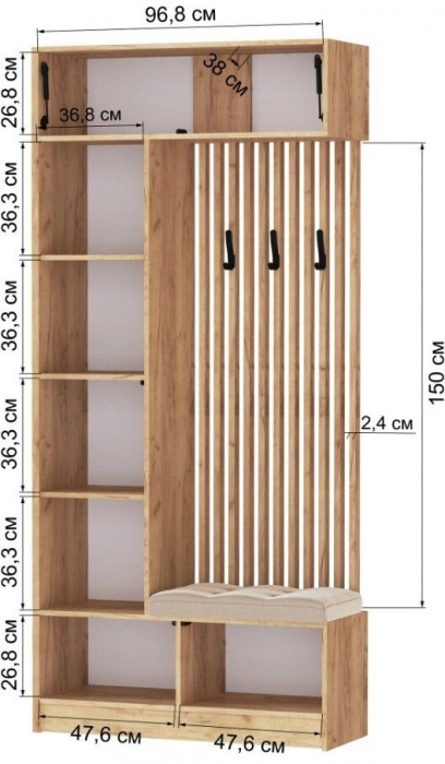 Руэлла Центральная секция дуб крафт золотой/кашемир