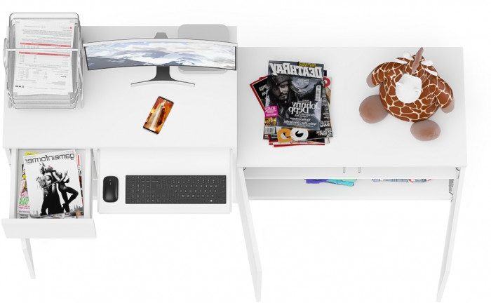 Мори компьютерный стол МС-1 левый + Тумба МА900.1, белый