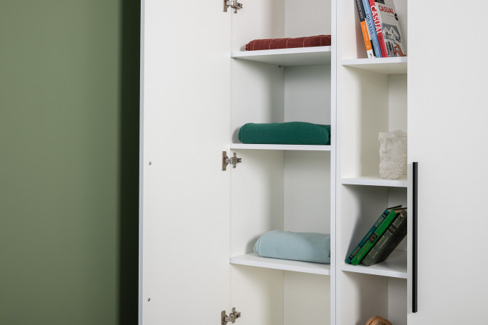 Эйр Гостиная 16.324.01 Шкаф-пенал, цвет белый шагрень, ШхГхВ 40х38,1х219,5 см., универсальная сборка