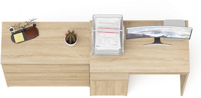 Мори Стол компьютерный МС-1 левый + Комод МК800.1, цвет дуб сонома, ШхГхВ 170,4х50х76,6 см., выдвижной ящик слева, НЕ универсальная сборка