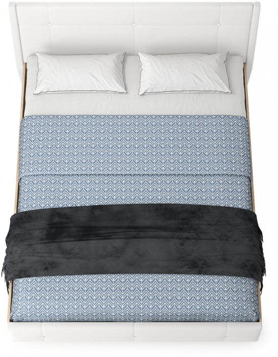 Муссон Кровать 11.28 + подъёмный ортопед, цвет дуб эндгрейн элегантный/искусственная кожа белая, ШхГхВ 177,2х224х95,3 см., сп. м. 1600х2000 мм., б/м