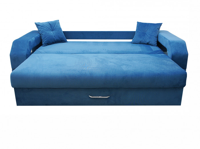 Диван-еврокнижка Манчестер, пружинный блок, 150х195, подсветка, велюр синий