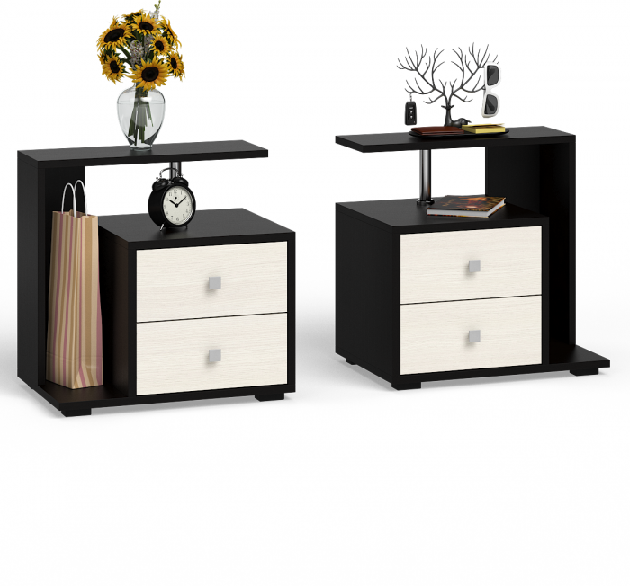 Камелия спальня № 9 Кровать с ящиками 1600 + Две тумбы + Стол космет. + Зеркало + Шкаф 4-х, венге/дуб лоредо