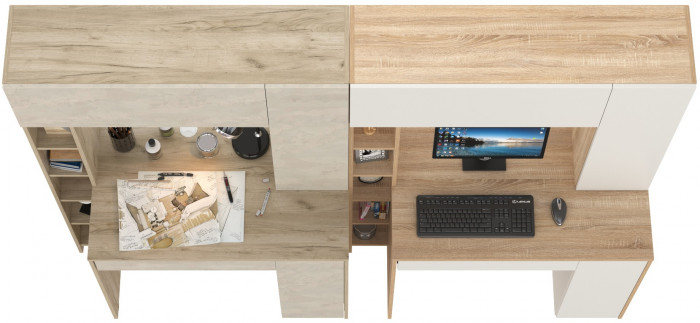 Два стола компьютерных Комфорт 12.71, дуб крафт серый/шёлковый камень/дуб сонома/белый