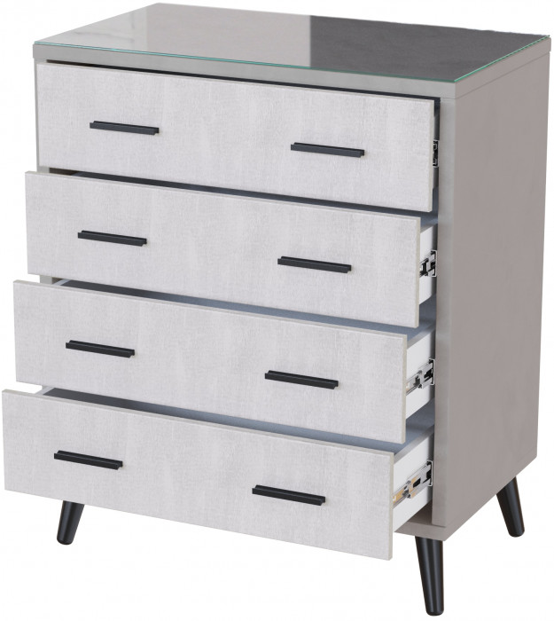 Комод интерьерный Ланс светло-серый/мдф холст белый