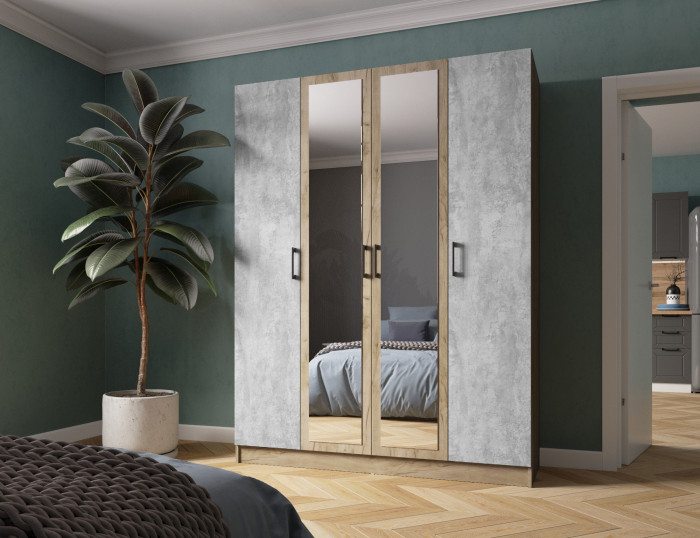 Шкаф Вегас 1600, Дуб крафт серый/Цемент