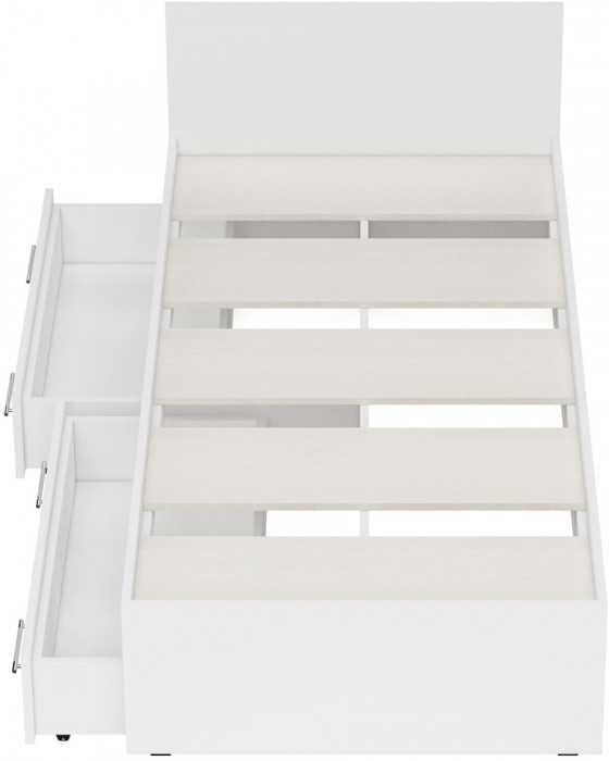 Стандарт Кровать с ящиками 0900, цвет белый, ШхГхВ 93,5х203,5х70 см., сп.м. 900х2000 мм., без матраса, основание есть