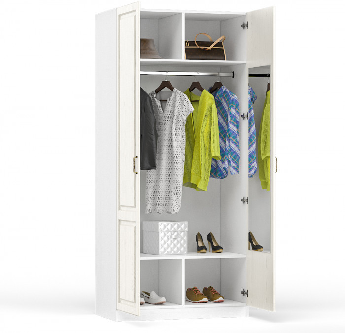 Ливерпуль Шкаф для одежды 13.134, цвет ясень ваниль/белый, ШхГхВ 100х54,1х220,3 см., подходит карниз 1000С #1021703