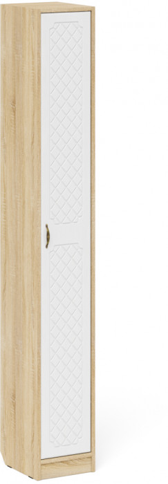 Прихожая П-6 Компоновка № 25, дуб сонома/фасады МДФ белое дерево фрезеровка ромб