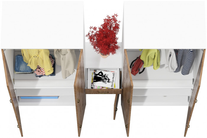 Лидер-8 Шкаф МД 19Б + Шкаф МД 19Б + Тумба МД 3.15, белый шагрень/крафт золото