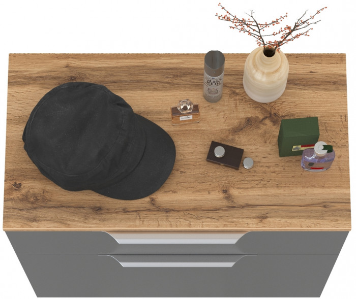 Октава 16.127 Тумба для обуви, серый графит/дуб крафт золотой/фасады МДФ серый графит