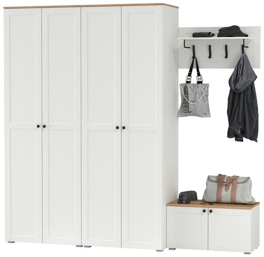 Остин Прихожая 31, белый шагрень/дуб крафт золотой