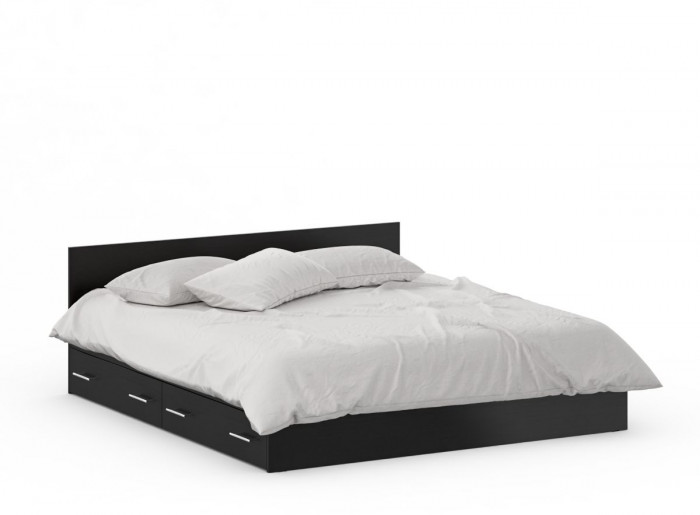 Спальня Стандарт 4-1800Я, венге/фасады ТВ тумбы МДФ чёрный глянец