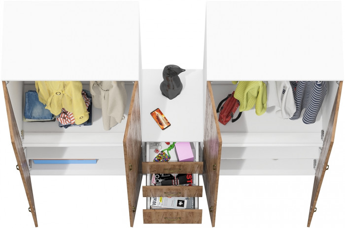 Лидер-8 Шкаф МД 19Б + Шкаф МД 19Б + Тумба МД 3.16, белый шагрень/крафт золото