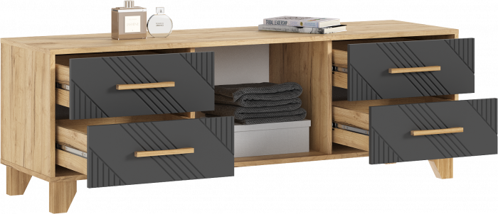 Ирис Тумба ТВ 1500, Браш Графит/Дуб Крафт