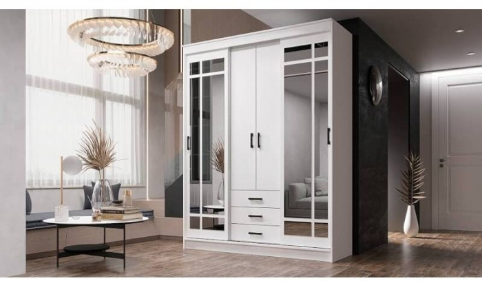 Лорд Шкаф-купе, вотан/Белый глянец