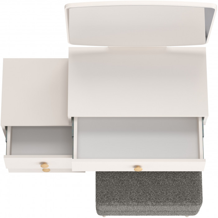 Афина Спальня 4-25901М1к.с. Трюмо + Банкетка 6-5138ТКШтем.серый Тифани, цвет кашемир серый/ткань тёмно-серая, ШхГхВ 105х38,6х129 + 55х33х46 см, ун. сб