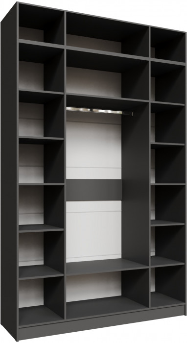 Шкаф 1,6 с антресолью и зеркалом Мадрид, Графит серый