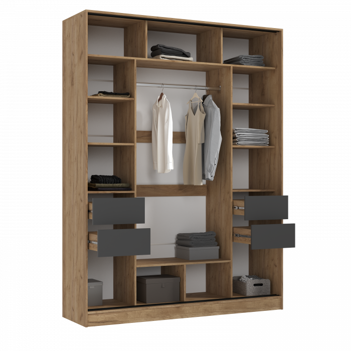 Роджина Шкаф-купе 1800 дуб крафт/графит