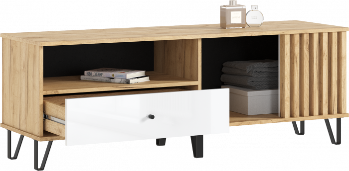 Роджина Тумба ТВ 1500, Дуб крафт/Белый глянец