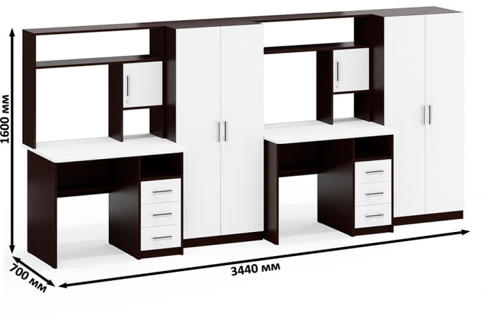 С-МД-СК9 Компоновка № 08, венге/белый шагрень