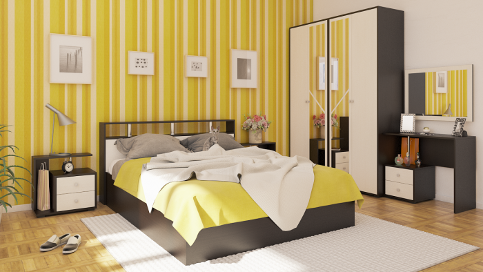 Камелия Стол косметический + Зеркало, венге/дуб лоредо