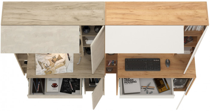 Два стола компьютерных Комфорт 12.71, дуб крафт серый/шёлковый камень/дуб золотой/белый