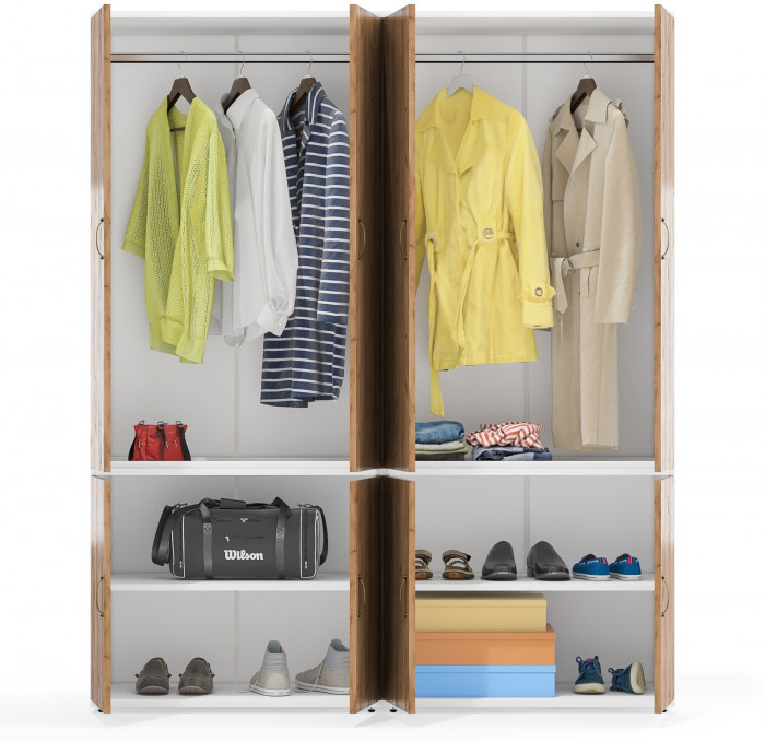 Лидер-8 Шкаф МД 19Б 2 шт., белый шагрень/крафт золото